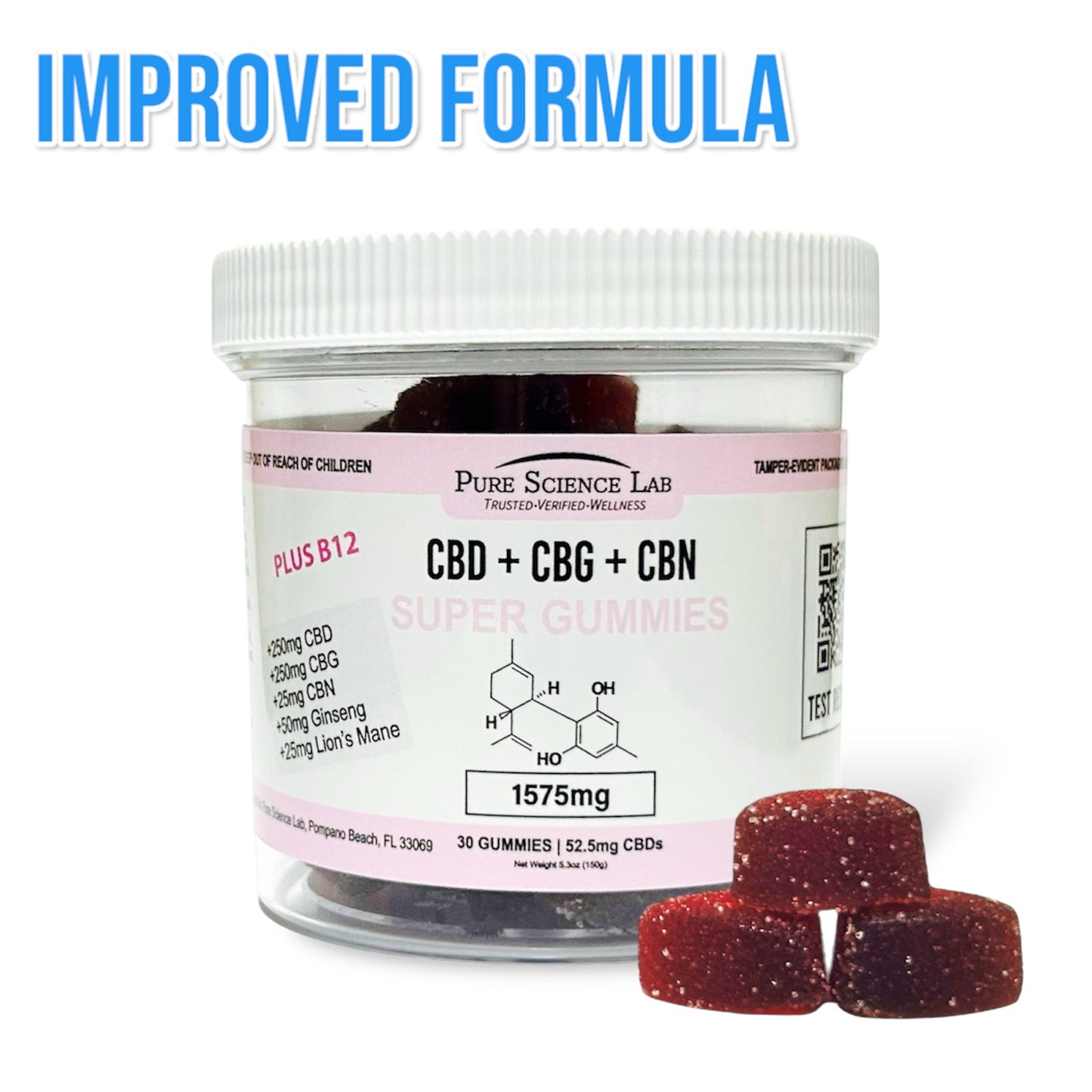 CBD, CBG, and CBN Gummies | Super Strength with Lion's Mane and Ginseng